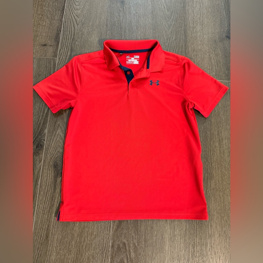 Under Armour Boys Golf Polo Shirt Youth Large - Color Red